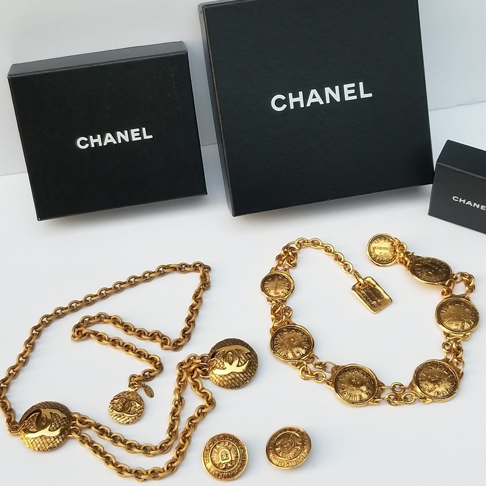 Stunning Auth Vintage statement Chanel necklace and earrings Lot - Picture 1 of 16